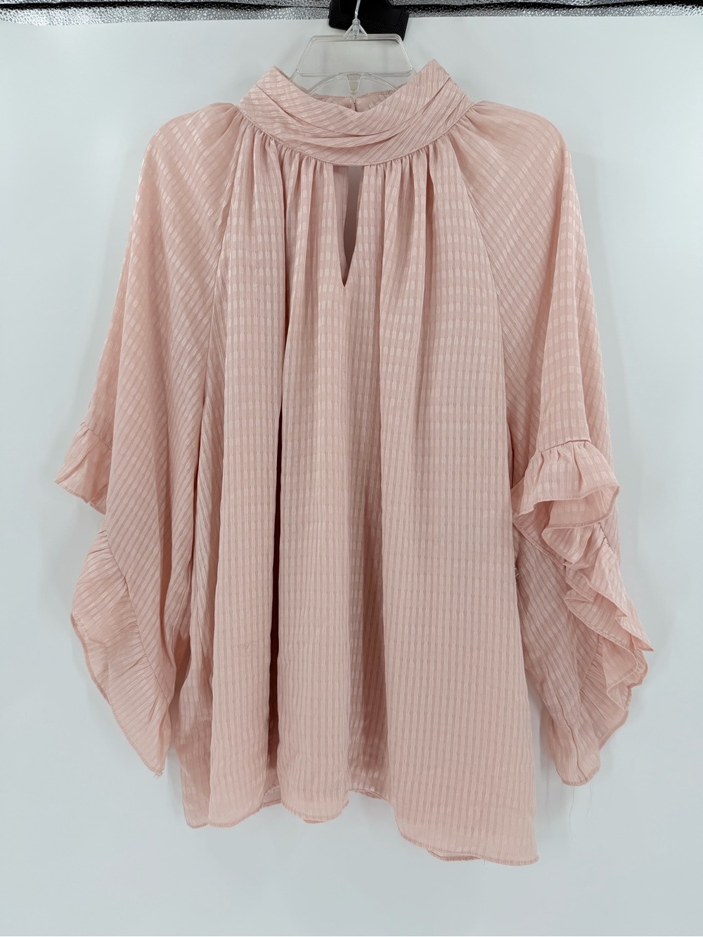 NWT Vince Camuto Pink Mock Neck Ruffle Sleeve Blouse Top 2X - Picture 9 of 10